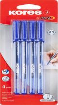 Kores Kores Kuličkové pero K1 Pen Super Slide 1 mm, transparentní, trojhranné, šíře M-1 mm, modrá