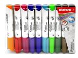 Kores Kores Permanentní popisovač K-MARKER na bílé tabule, zkosený hrot 3-5 mm, mix 10 barev (černá, červe