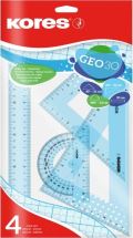 Kores Sada na geometrii GEO set 30cm, set plastových pravítek, 4 ks v polybagu