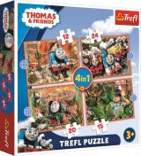 TREFL Puzzle: Mašinka Tomáš: Cestování 4v1 (12,15,20,24 dílků)