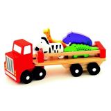 Wooden Toys Dřevěné nákladní auto se zvířátky - Safari