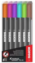 Kores Kores K-MARKER Permanentní popisovač, tenký hrot M, 6 ks sada