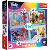 TREFL Puzzle: Trollové 2: Světové turné 4v1 (35,48,54,70 dílků)