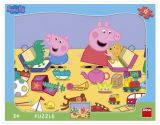 Dino Puzzle Pepa Pig si hraje Tvary 12 dílků na podložce