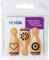 HEYDA HEYDA Dřevěná razítka kuželky - květ, srdce