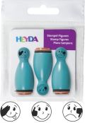 HEYDA HEYDA Dřevěná razítka kuželky smajlíci - tyrkysové 3 ks