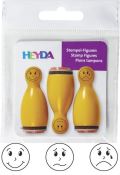 HEYDA HEYDA Dřevěná razítka kuželky smajlíci - žluté 3 ks