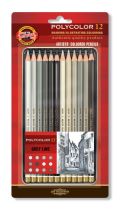 KOH-I-NOOR HARDTMUTH Koh-i-noor pastelky POLYCOLOR 12 ks šedá řada