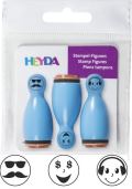 HEYDA HEYDA Dřevěná razítka kuželky smajlíci - modré 3 ks