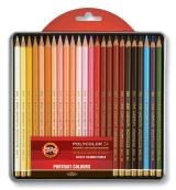 KOH-I-NOOR HARDTMUTH Koh-i-noor souprava uměleckých pastelek POLYCOLOR portrét 24ks/3824 v plechové krabičce