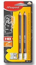 Maped Maped - Grafitová tužka Black´Peps Jumbo HB s gumou 2 ks + ořezávátko