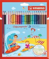 Stabilo Pastelky STABILO aquacolor, sada 24 ks v kartonovém pouzdru