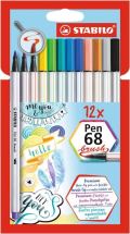 Stabilo Fixa STABILO Pen 68 brush sada 12 ks v pouzdru