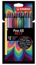Stabilo Fixa STABILO Pen 68 sada 12 ks v kartonovém pouzdru "ARTY"