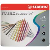 Stabilo Pastelky STABILO aquacolor, sada 24 ks v kovovém pouzdru