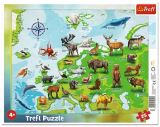 TREFL Puzzle Mapa Evropy se zvířátky, 25 dílků