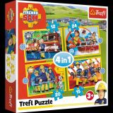 TREFL Puzzle Požárník Sam / Rádi pomůžeme 4v1 (12,15,20,24 dílků)