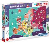 CLEMENTONI Clementoni Puzzle Exploring Map Skvělí líde v Evropě / 250 dílků