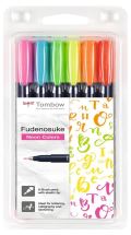 Tombow Tombow Sada štětcových fixů Fudenosuke tvrdost 1 - hard 6 neonových barev