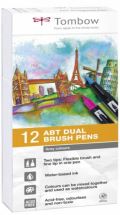 Tombow Tombow Oboustranný štětcový fix ABT - Grey tone 12 ks