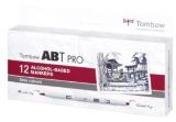 Tombow Tombow Oboustranný lihový fix ABT PRO - Gray colors 12 ks
