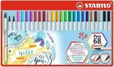 Stabilo Fixa STABILO Pen 68 brush sada 25 ks v kovovém pouzdru