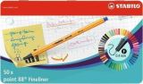 Stabilo Popisovač STABILO point liner 88 sada 50 ks v kovovém pouzdru