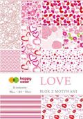 Happy Color Blok se vzorovanými papíry A4 - Love 80 g