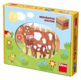 Dino Domácí Zvířátka - Dřevěné kostky 12 ks