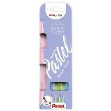 Pentel Popisovač Pentel Arts Touch Brush Sign Pen - pastel 4 ks, sada