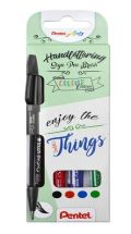 Pentel Popisovač Pentel Arts Touch Brush Sign Pen - 4 základní barvy, sada