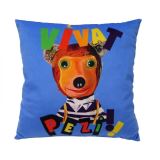 Moravská ústředna Brno Kasperl & Pezi: Polštář 30x30 cm - Vivat Pezi / modrý