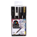 Posca Posca Sada akrylových popisovačů 1,8-2,5 mm - černá, zlatá, stříbrná, bílá 4 ks