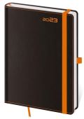 Helma365 Diář 2023 Black Orange/denní A5 s poutkem na propisku