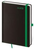 Helma365 Diář 2023 Black Green/denní A5 s poutkem na propisku