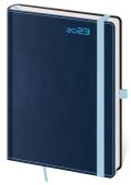 Helma365 Diář 2023 Double Blue/denní A5 s poutkem na propisku