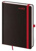 Helma365 Diář 2023 Black Red/denní A5 s poutkem na propisku