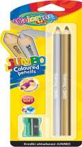 Colorino Pastelky kulaté JUMBO s ořezávátkem- zlatá a stříbrná
