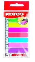 Kores Kores Neonové záložky Index Strips na pravítku 45x12 mm 8 barev