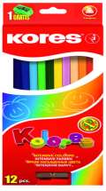 Kores Kores Trojhranné pastelky KOLORES 3 mm s ořezávátkem 12 barev