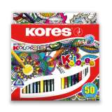Kores Kores Trojhranné pastelky KOLORES Mandalas pro antistresové omalovánky 3 mm 50 barev