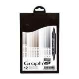 Graph'it Graph´it Set alkoholových popisovačů, 12ks – Mix Grey