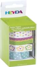 HEYDA HEYDA samolepící washi papírové pásky - sada kytičky 1,5 cm x 5 m ( 4 ks )