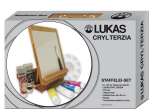 Lukas LUKAS akrylové barvy TERZIA základní sada 6 x 125 ml + 3 x štětec, 1 x paleta, 1 x špachtle,1 x stoj
