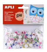 APLI APLI oči kulaté O 10 mm samolepicí - mix barev 100 ks