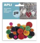 APLI APLI knoflíky dřevěné O 11, 18, 21 mm - mix barev 30 ks